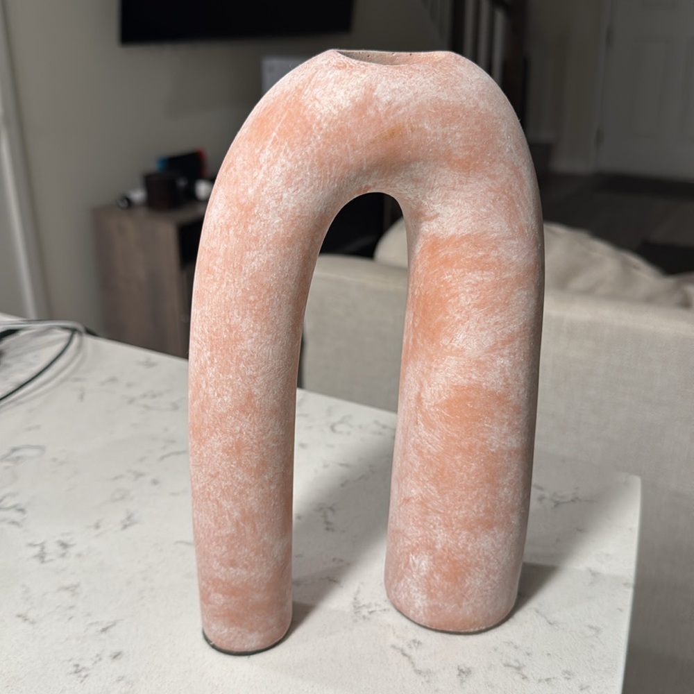 Asymmetrical Clay Like Material Tall Skinny Vase - Picture 3 of 5
